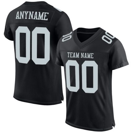 Personalized Black Silver Football Jersey - Custom Mesh Sports Apparel Personalized Black Silver Mesh Football Jersey