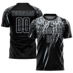 Custom Black Silver Soccer Jersey - Personalized Sublimation Uniform Personalized Black Silver Sublimation Soccer Uniform