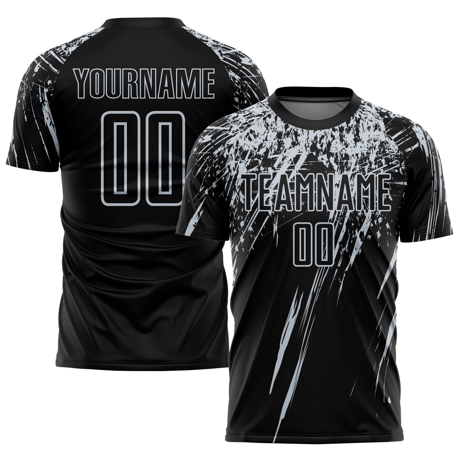 Custom Name Number Soccer Jersey - Personalized Black Silver Sublimation Uniform for Teams Personalized Black Silver Sublimation