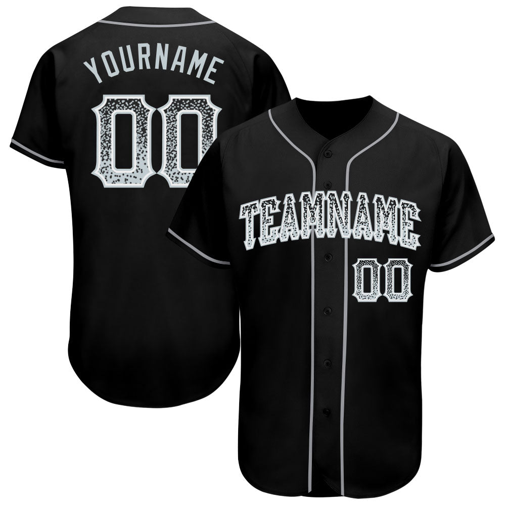 Personalized Custom Name and Number Black Silver-White Drift Fashion Baseball Jersey Personalized Black Silver-White Authentic