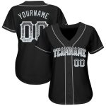 Personalized Custom Name and Number Black Silver-White Drift Fashion Baseball Jersey Personalized Black Silver-White Authentic