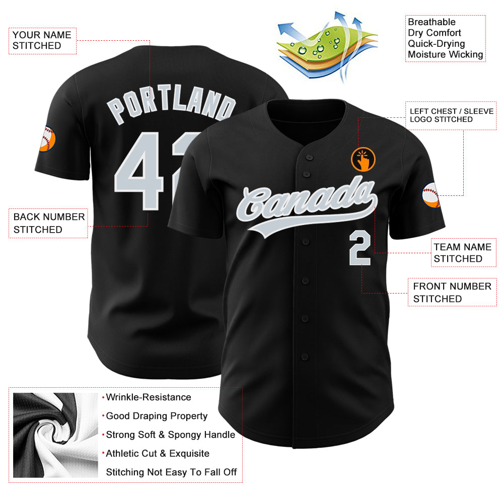 Personalized Black Silver White Baseball Jersey Custom Name and Number Personalized Black Silver-White Baseball Jersey - Image 3