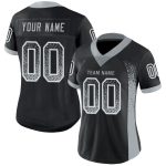 Personalized Black Silver White Drift Fashion Football Jersey - Custom Mesh Design Personalized Black Silver-White Mesh Drift