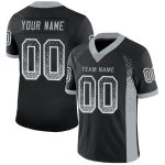 Personalized Black Silver White Drift Fashion Football Jersey - Custom Mesh Design Personalized Black Silver-White Mesh Drift