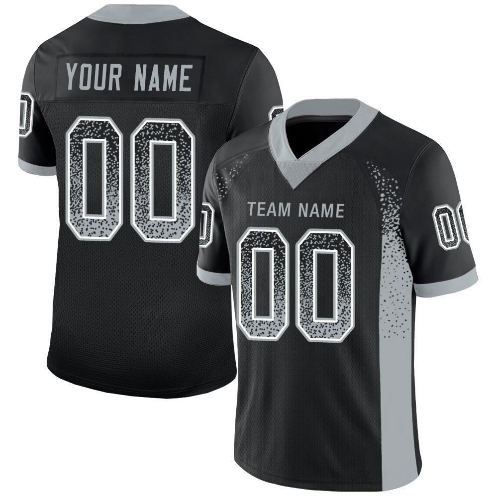 Personalized Black Silver White Drift Fashion Football Jersey - Custom Mesh Design Personalized Black Silver-White Mesh Drift - Image 5