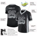 Custom Name Number Football Jersey - Personalized Black Silver White Mesh Drift Fashion Team Apparel Personalized Black Silver-White
