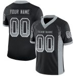 Custom Name Number Football Jersey - Personalized Black Silver White Mesh Drift Fashion Team Apparel Personalized Black Silver-White
