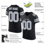 Personalized Black White Silver Mesh Football Jersey for Men and Women Personalized Black Silver-White Mesh Football Jersey
