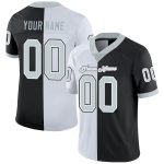 Custom Black Silver White Mesh Split Football Jersey for Men and Women Personalized Black Silver-White Mesh Split Fashion