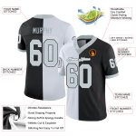 Custom Black Silver White Mesh Split Football Jersey for Men and Women Personalized Black Silver-White Mesh Split Fashion