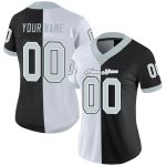 Custom Black Silver White Mesh Split Football Jersey for Men and Women Personalized Black Silver-White Mesh Split Fashion