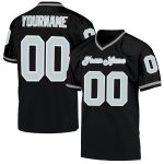 Personalized Black Silver White Throwback Football Jersey - Custom Mesh Design Personalized Black Silver-White Mesh Throwback