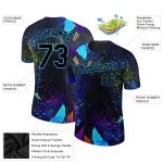 Personalized 3D Holi Festival Color Powder T-Shirt - Black Sky Blue Design Personalized Black Sky Blue 3D Holi Festival Color