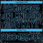 Custom Name Number Authentic Baseball Jersey, Personalized 3D Panther Design, Black Sky Blue Pattern Personalized Black Sky