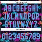 Personalized Hawaii Palm Trees Baseball Jersey - Black Sky Blue Hot Pink 3D Design Personalized Black Sky Blue-Hot Pink 3D