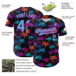 Personalized Hawaii Palm Trees Baseball Jersey - Black Sky Blue Hot Pink 3D Design Personalized Black Sky Blue-Hot Pink 3D