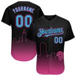 Custom Miami City Edition 3D Baseball Jersey - Personalized Black Sky Blue-Pink with Name and Number, Authentic Fashion Style
