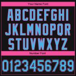 Personalized Miami City Edition Fade Fashion Baseball Jersey in Black Sky Blue-Pink Color Personalized Black Sky Blue-Pink