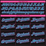Personalized Miami City Edition Fade Fashion Baseball Jersey in Black Sky Blue-Pink Color Personalized Black Sky Blue-Pink