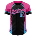 Personalized Baseball Jersey with Black Sky Blue-Pink 3D Pattern, Custom Name and Number, Authentic Team Design Personalized
