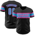 Personalized Authentic Baseball Jersey Black Sky Blue-Pink Custom Design Personalized Black Sky Blue-Pink Authentic Baseball