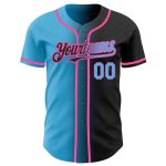 Custom Gradient Baseball Jersey - Personalized Black Sky Blue-Pink Team Jersey with Name and Number Personalized Black Sky