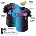 Custom Gradient Baseball Jersey - Personalized Black Sky Blue-Pink Team Jersey with Name and Number Personalized Black Sky