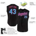 Custom Name Number Baseball Jersey - Personalized Black Sky Blue Pink Sleeveless Authentic Jersey Personalized Black Sky