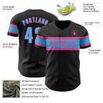 Custom Black Sky Blue Pink Baseball Jersey for Men and Women Personalized Black Sky Blue-Pink Baseball Jersey 2
