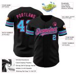 Personalized Black Sky Blue Pink Baseball Jersey for Men Women Kids Personalized Black Sky Blue-Pink Baseball Jersey