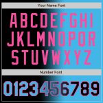 Custom Team Name Number Gradient Bomber Jacket Black Sky Blue Pink Full-Snap Varsity Letterman Fashion Jacket Personalized