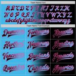 Custom Team Name Number Gradient Bomber Jacket Black Sky Blue Pink Full-Snap Varsity Letterman Fashion Jacket Personalized