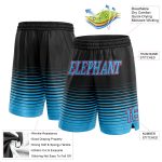 Custom Basketball Shorts with Name & Number - Personalized Fade Pinstripe in Black Sky Blue-Pink Design Personalized Black