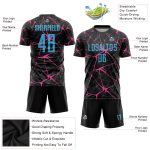 Custom Name and Number Soccer Jersey - Personalized Black Sky Blue-Pink Sublimation Uniform Personalized Black Sky Blue-Pink