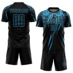 Personalized Black Sky Blue Soccer Jersey Uniform for Custom Team Apparel Personalized Black Sky Blue Sublimation Soccer