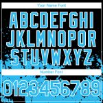Custom Name and Number Baseball Jersey - Personalized 3D Black Sky Blue-White Abstract Splash Grunge Art Design Personalized