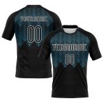 Personalized Geometric Shape Volleyball Jersey with Custom Name & Number - Black Sky Blue/White Uniform Personalized Black