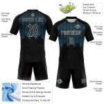 Personalized Geometric Shape Volleyball Jersey with Custom Name & Number - Black Sky Blue/White Uniform Personalized Black