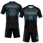 Personalized Geometric Shape Volleyball Jersey with Custom Name & Number - Black Sky Blue/White Uniform Personalized Black