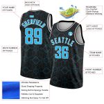 Custom Geometric Shapes Basketball Jersey - Personalized Black and Sky Blue City Edition with Name and Number Personalized