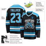 Personalized Hockey Jersey with Custom Name and Number - Black Sky Blue-White Team Jersey Personalized Black Sky Blue-White