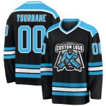 Personalized Hockey Jersey with Custom Name and Number - Black Sky Blue-White Team Jersey Personalized Black Sky Blue-White