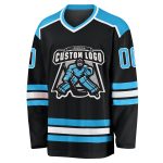 Personalized Hockey Jersey with Custom Name and Number - Black Sky Blue-White Team Jersey Personalized Black Sky Blue-White