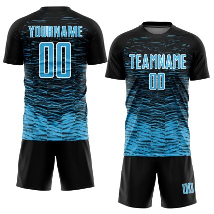 Personalized Soccer Jersey - Black Sky Blue White Line Sublimation Uniform Personalized Black Sky Blue-White Line Sublimation