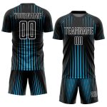 Personalized Sublimation Soccer Jersey Black Sky Blue White Lines 2 Personalized Black Sky Blue-White Lines Sublimation Soccer