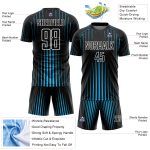 Personalized Sublimation Soccer Jersey Black Sky Blue White Lines 2 Personalized Black Sky Blue-White Lines Sublimation Soccer