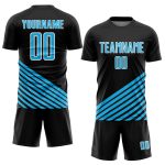Personalized Soccer Jersey Black Sky Blue-White Lines Sublimation Design, Size 3 Personalized Black Sky Blue-White Lines