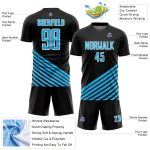 Personalized Soccer Jersey Black Sky Blue-White Lines Sublimation Design, Size 3 Personalized Black Sky Blue-White Lines
