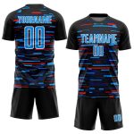 Personalized Soccer Jersey - Black Sky Blue White Lines Sublimation Uniform 4 Personalized Black Sky Blue-White Lines Sublimation