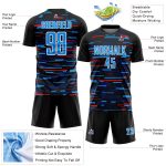 Personalized Soccer Jersey - Black Sky Blue White Lines Sublimation Uniform 4 Personalized Black Sky Blue-White Lines Sublimation